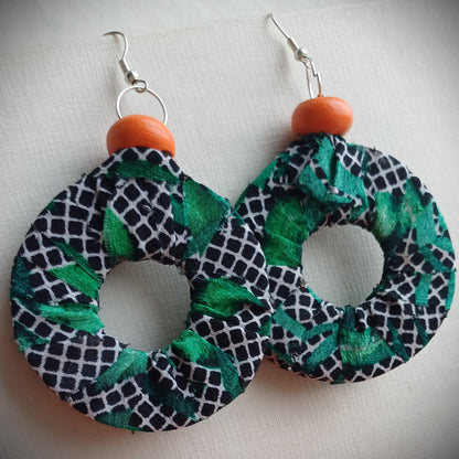 ReviveWeave Greenery Madness Hoops Ecofriendly Earrings Upcycled Jewelry