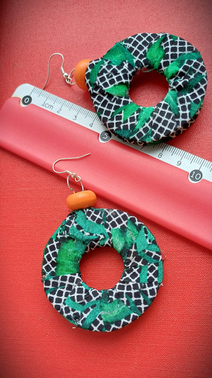 ReviveWeave Greenery Madness Hoops Ecofriendly Earrings Upcycled Jewelry