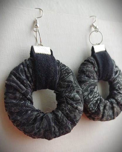 Black Beauty ReviveWeave Hoops - Ecofriendly Earrings Upcycled Jewelry