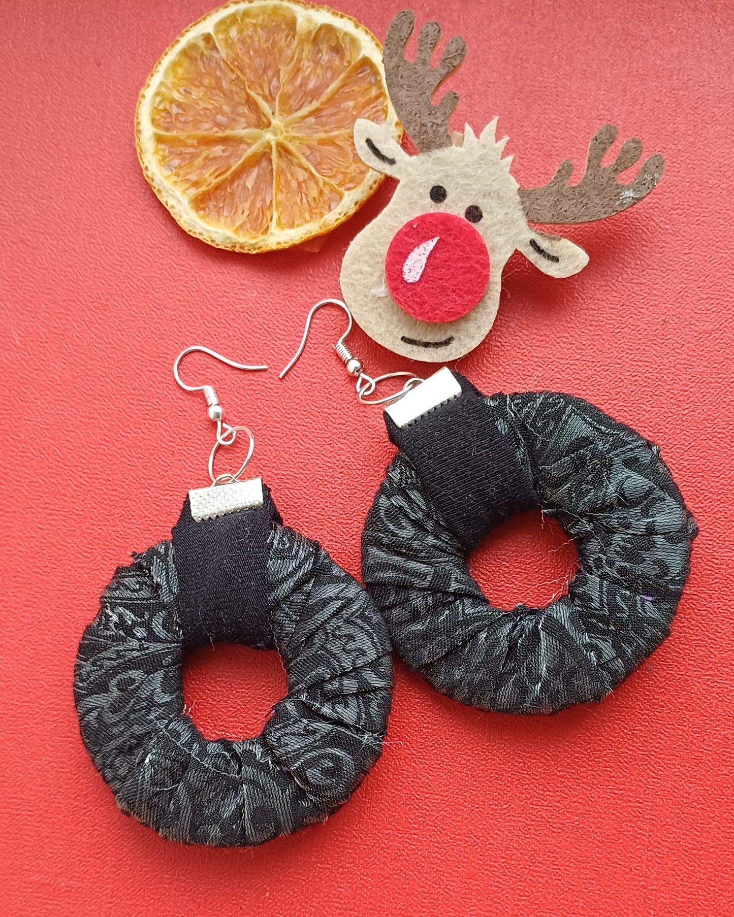 Black Beauty ReviveWeave Hoops - Ecofriendly Earrings Upcycled Jewelry