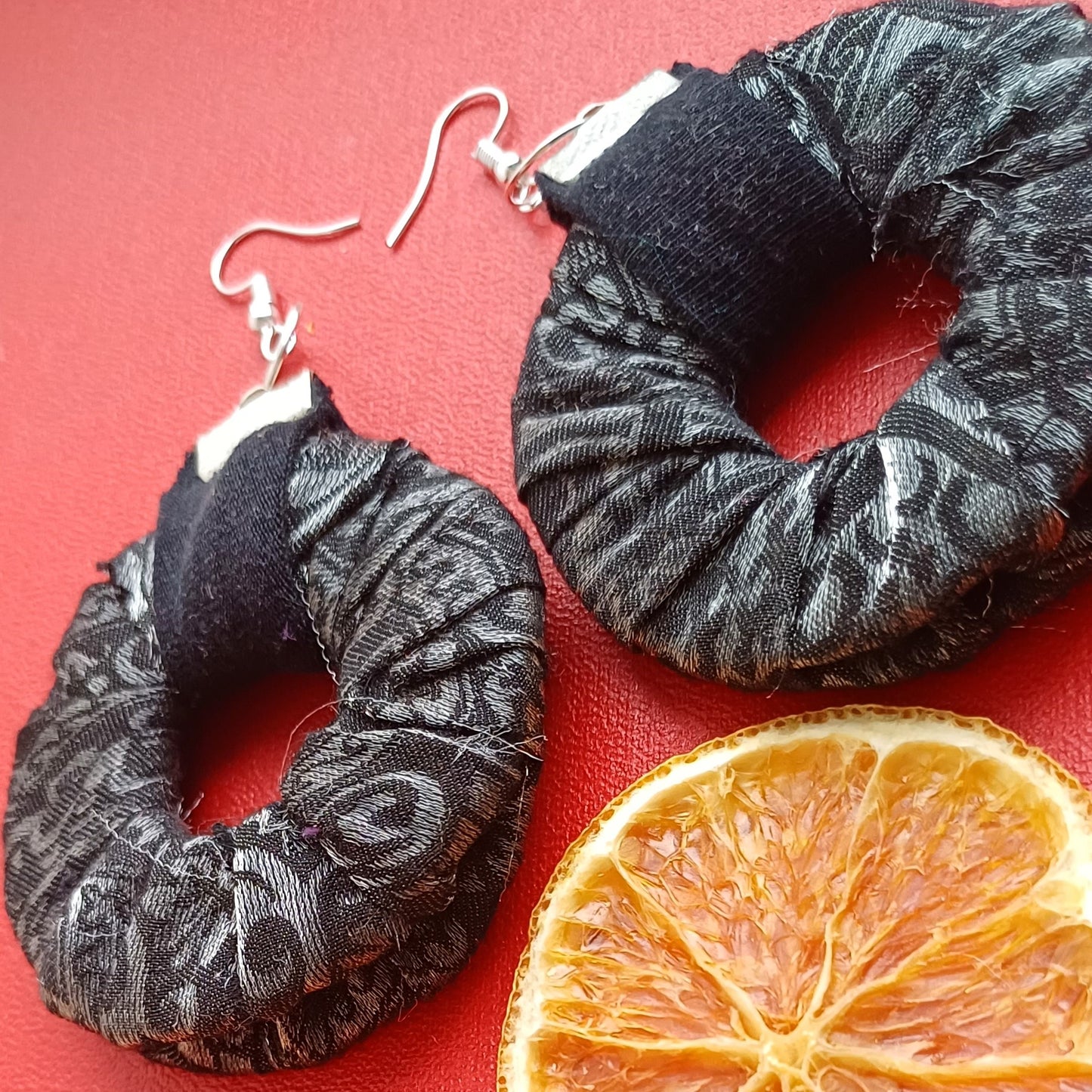 Black Beauty ReviveWeave Hoops - Ecofriendly Earrings Upcycled Jewelry