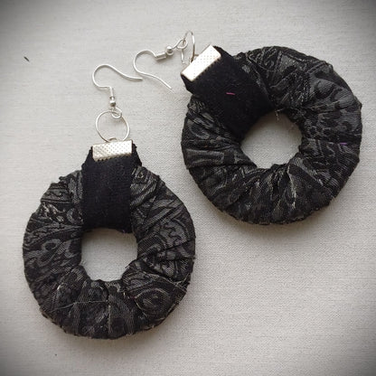 Black Beauty ReviveWeave Hoops - Ecofriendly Earrings Upcycled Jewelry