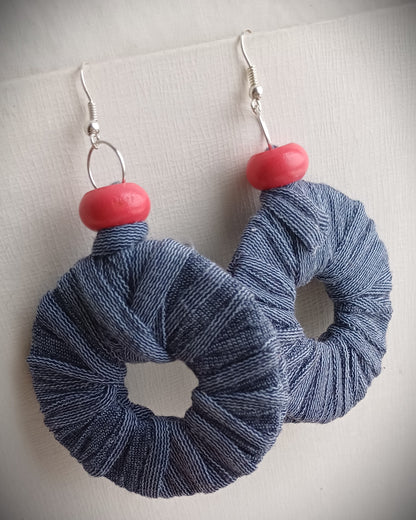 Blue Navy ReviveWeave Hoops - Ecofriendly Earrings Sustainable Jewelry