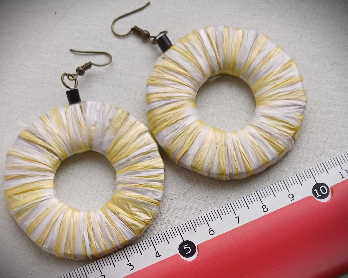 PungaGlow Yellow Zebra Hoops - Eco Friendly Earrings Upcycled Jewelry