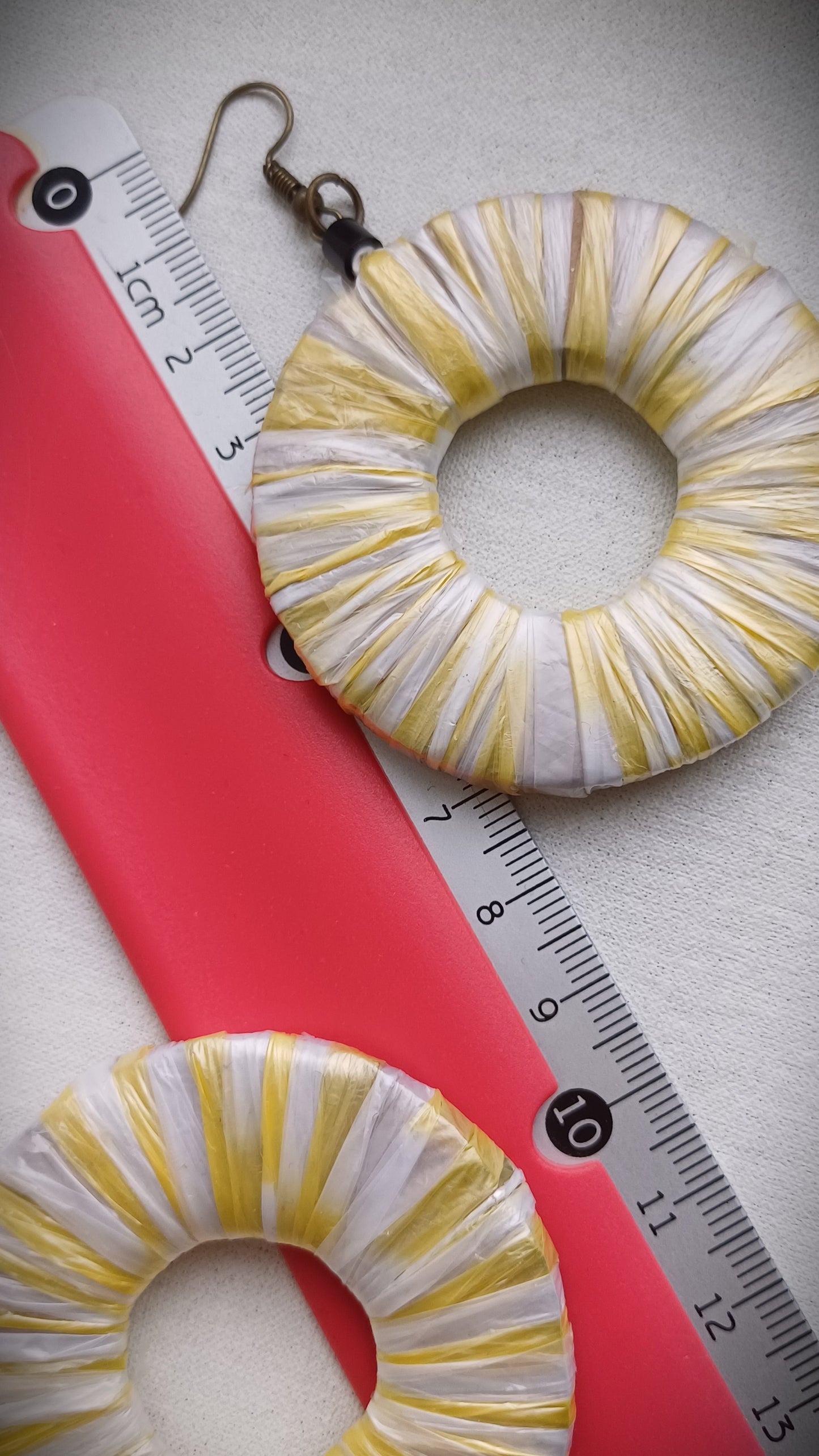 PungaGlow Yellow Zebra Hoops - Eco Friendly Earrings Upcycled Jewelry