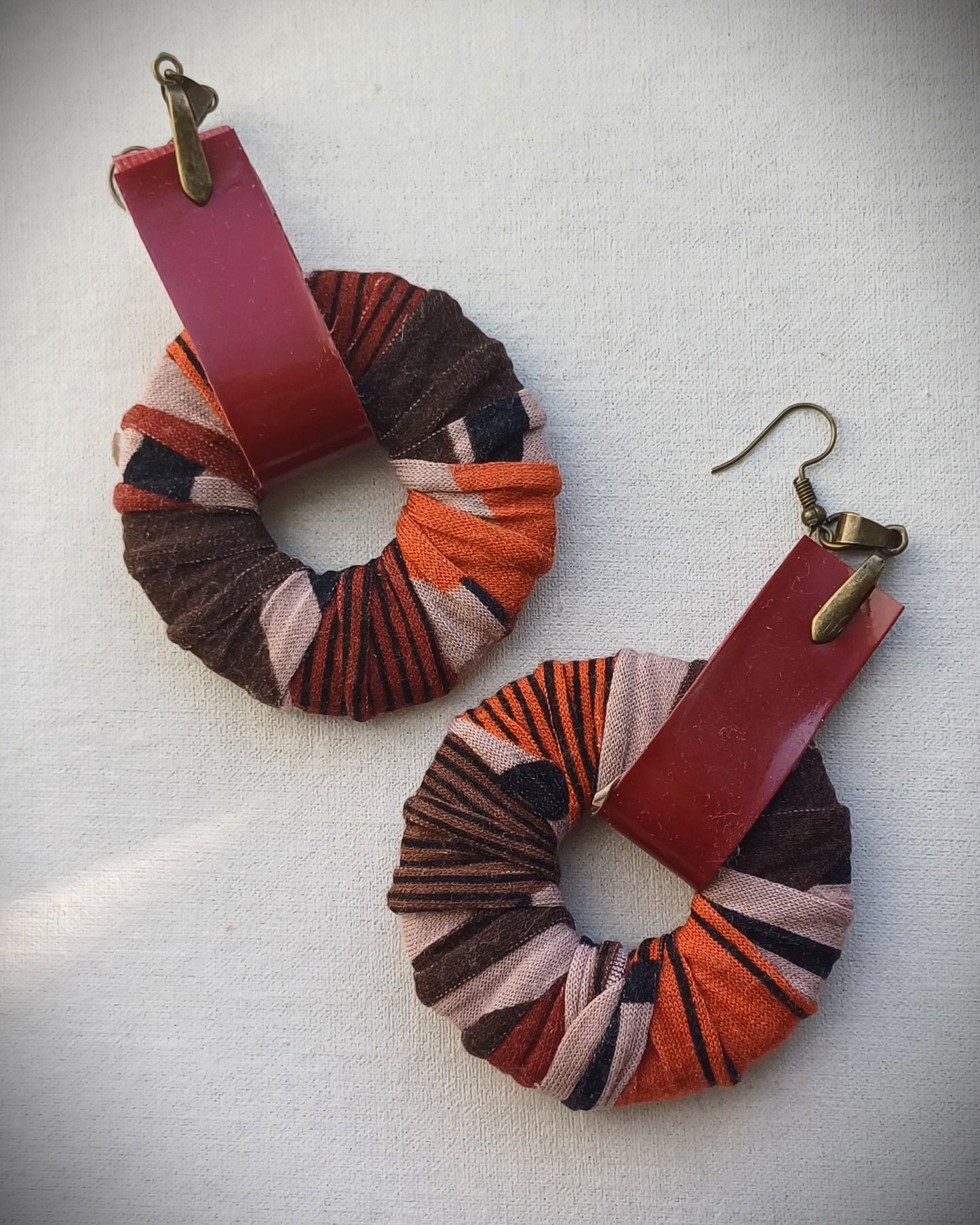 Autumn Spirit ReviveWeave Hoops - Ecofriendly Earrings Upcycled Jewelry