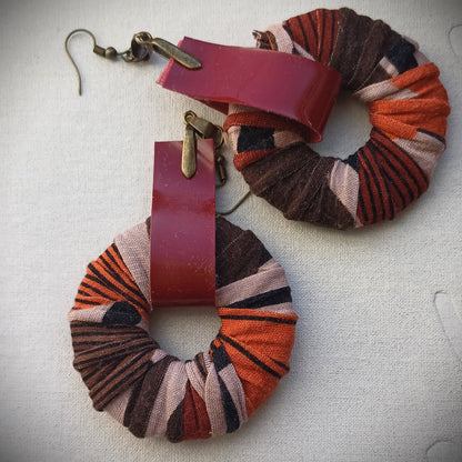 Autumn Spirit ReviveWeave Hoops - Ecofriendly Earrings Upcycled Jewelry