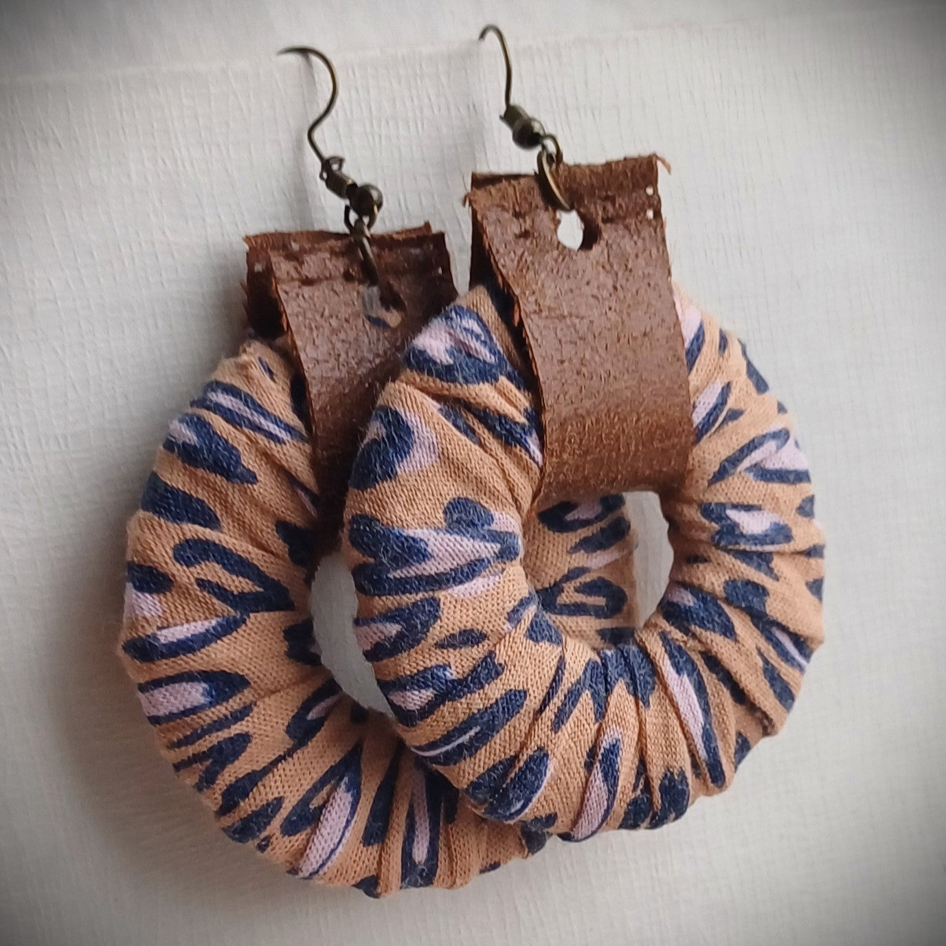 Animal Print ReviveWeave Hoops Ecofriendly Earrings Upcycled Jewelry