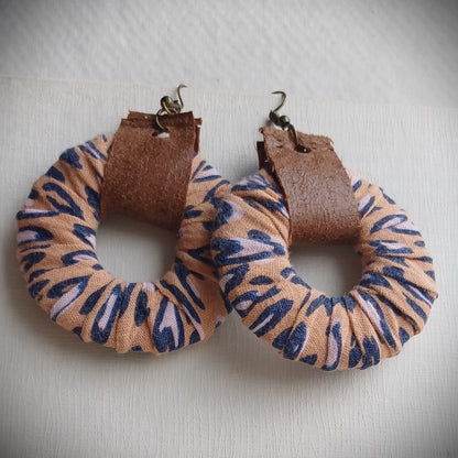 Animal Print ReviveWeave Hoops Ecofriendly Earrings Upcycled Jewelry