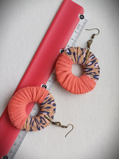 Peach Fuzz Animal Print ReviveWeave Ecofriendly Earrings Upcycled Jewelry