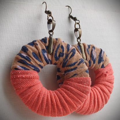 Peach Fuzz Animal Print ReviveWeave Ecofriendly Earrings Upcycled Jewelry