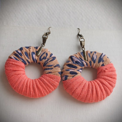 Peach Fuzz Animal Print ReviveWeave Ecofriendly Earrings Upcycled Jewelry