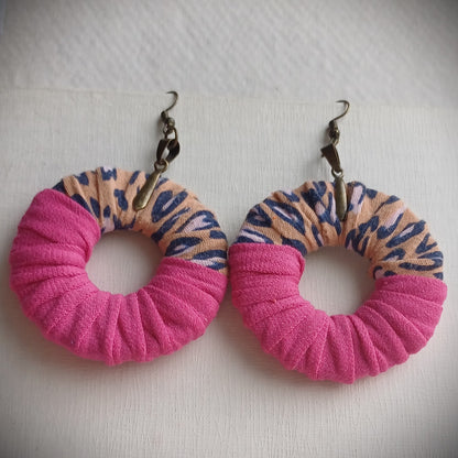 Cyclamen Animal Print ReviveWeave Ecofriendly Earrings Upcycled Jewelry