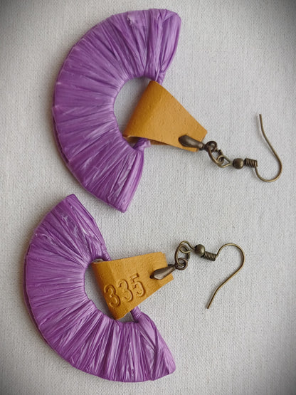Purple and Yellow Ecofriendly Earrings From Upcycled Plastic Bags for Sustainable Fashion