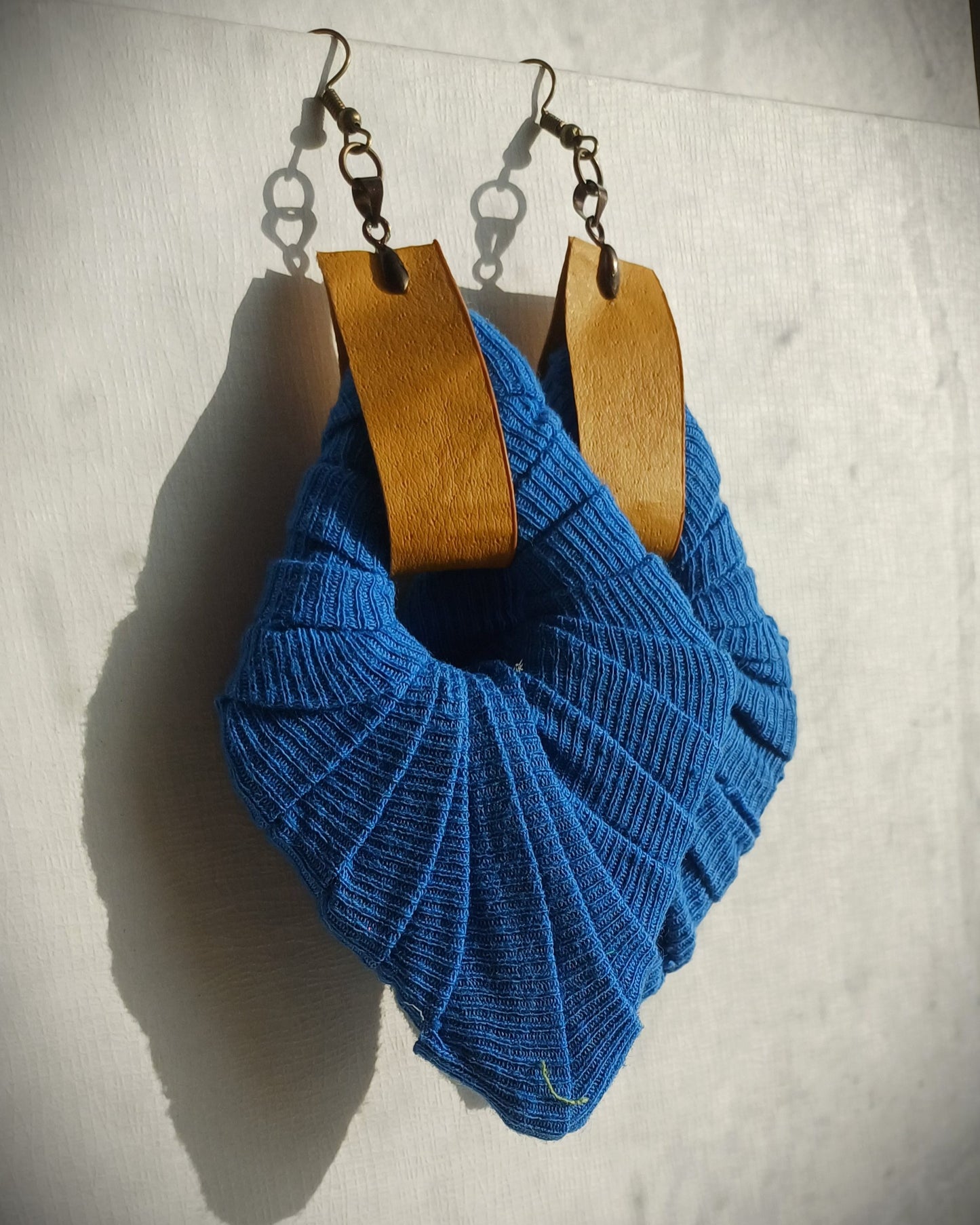 Blue and Yellow Ecofriendly Earrings Jumbo Rhombus Upcycled Jewelry