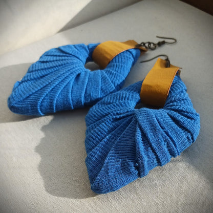 Blue and Yellow Ecofriendly Earrings Jumbo Rhombus Upcycled Jewelry