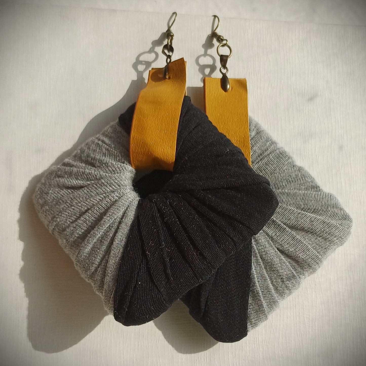 Black and Yellow Ecofriendly Earrings ReviveWeave Jumbo Squares Upcycled Jewelry