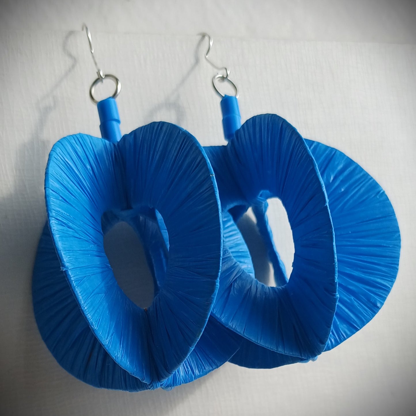 5D Electric Blue Hoops PungaGlow Eco Earrings Upcycled Jewelry