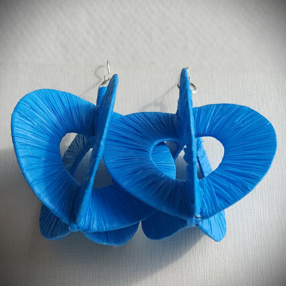 5D Electric Blue Hoops PungaGlow Eco Earrings Upcycled Jewelry