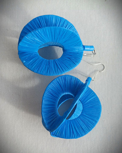 5D Electric Blue Hoops PungaGlow Eco Earrings Upcycled Jewelry