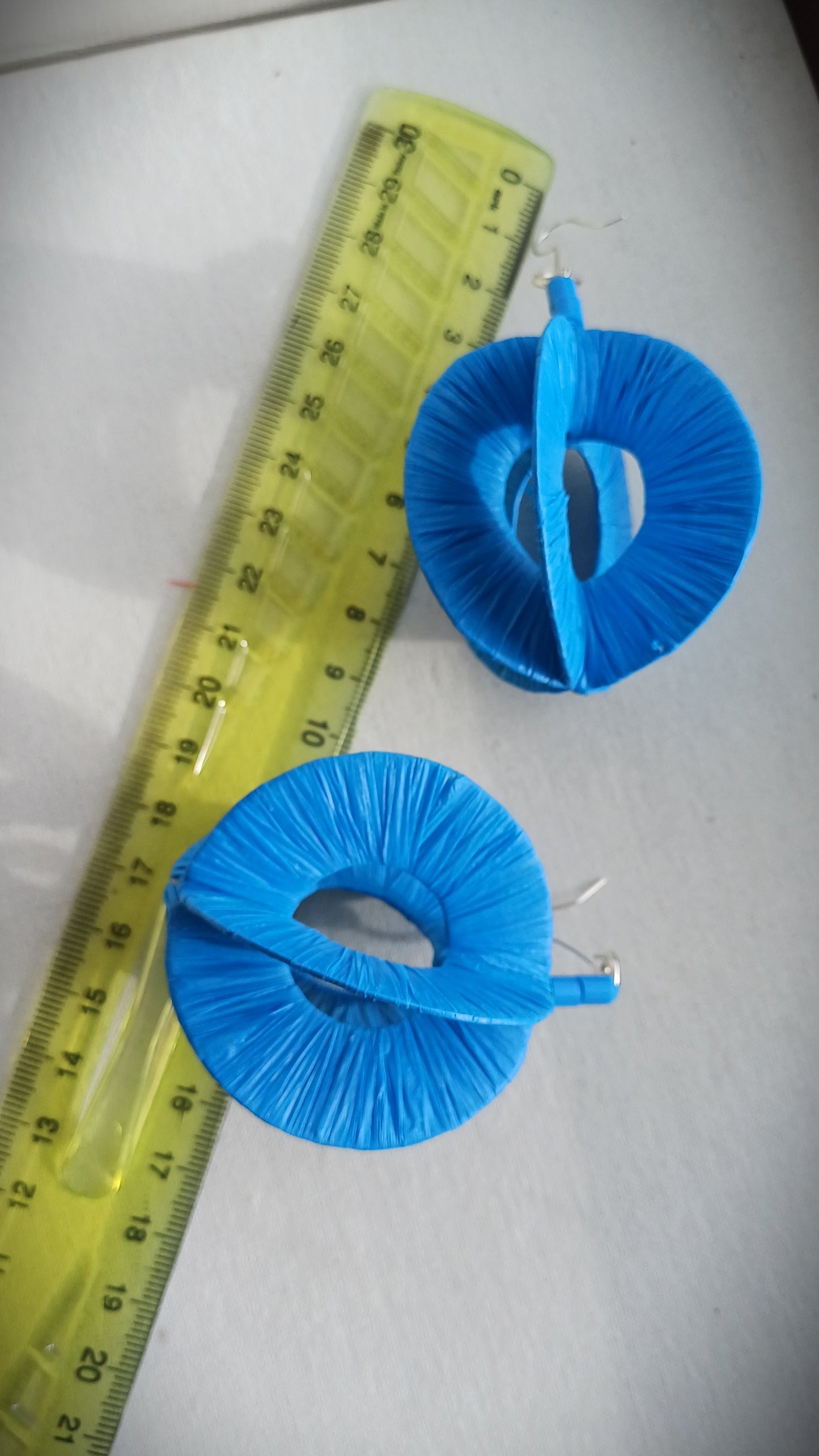 5D Electric Blue Hoops PungaGlow Eco Earrings Upcycled Jewelry