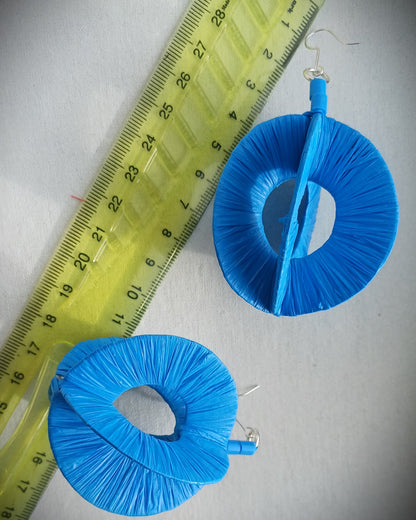 5D Electric Blue Hoops PungaGlow Eco Earrings Upcycled Jewelry