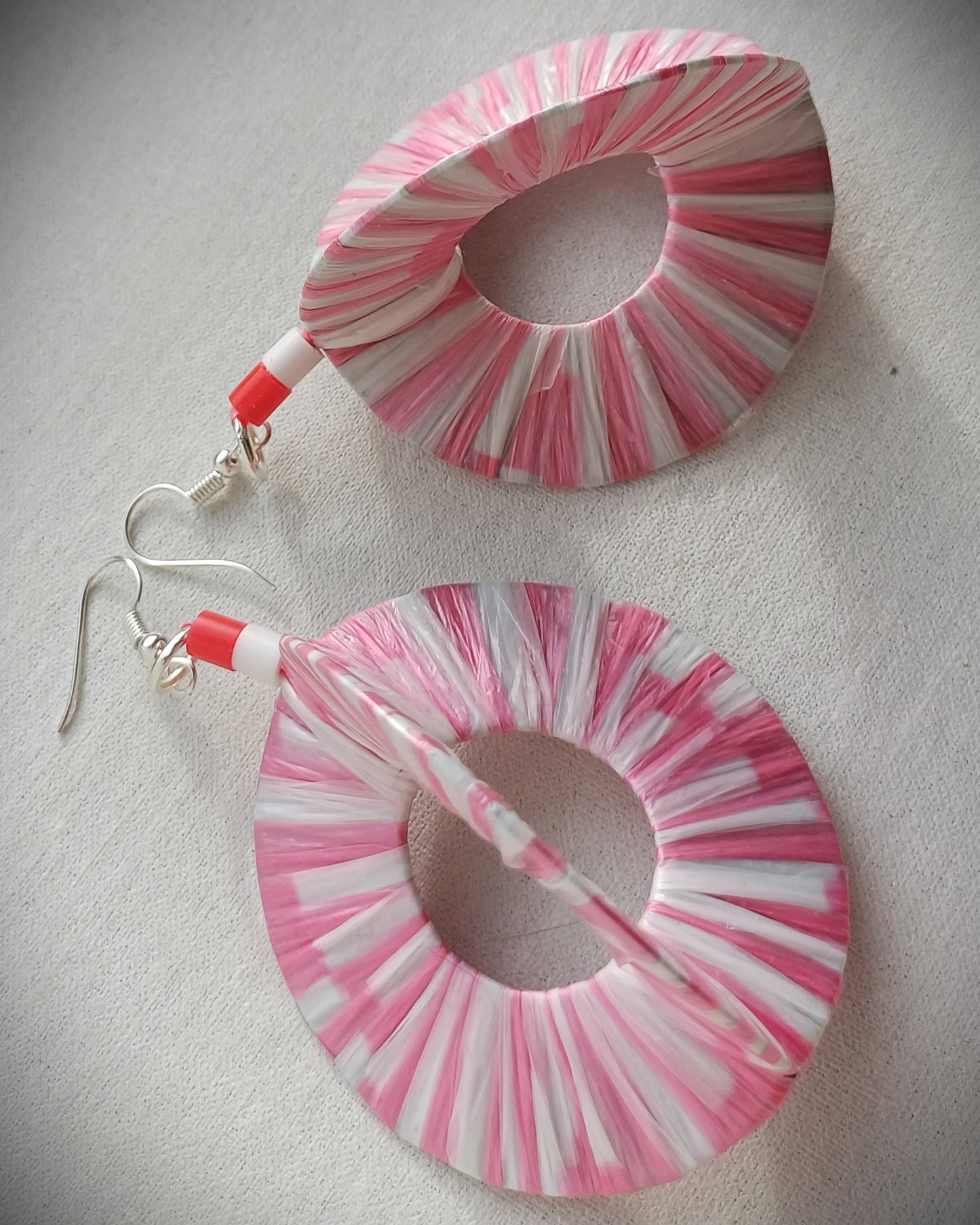 3D Pink Pepermint Earrings PungaGlow Eco Upcycled Jewelry