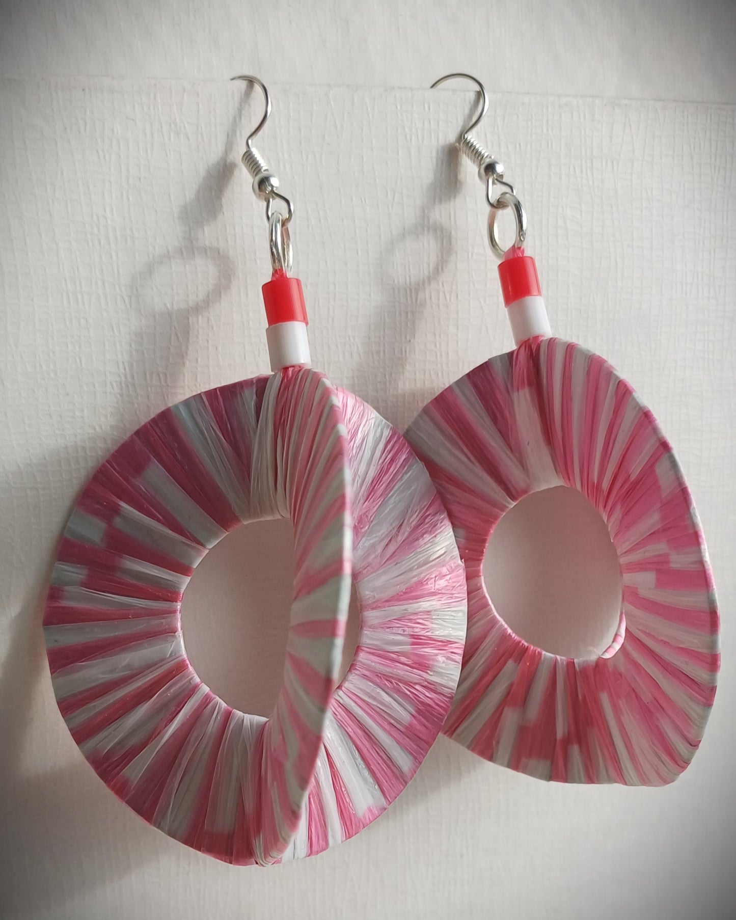 3D Pink Pepermint Earrings PungaGlow Eco Upcycled Jewelry