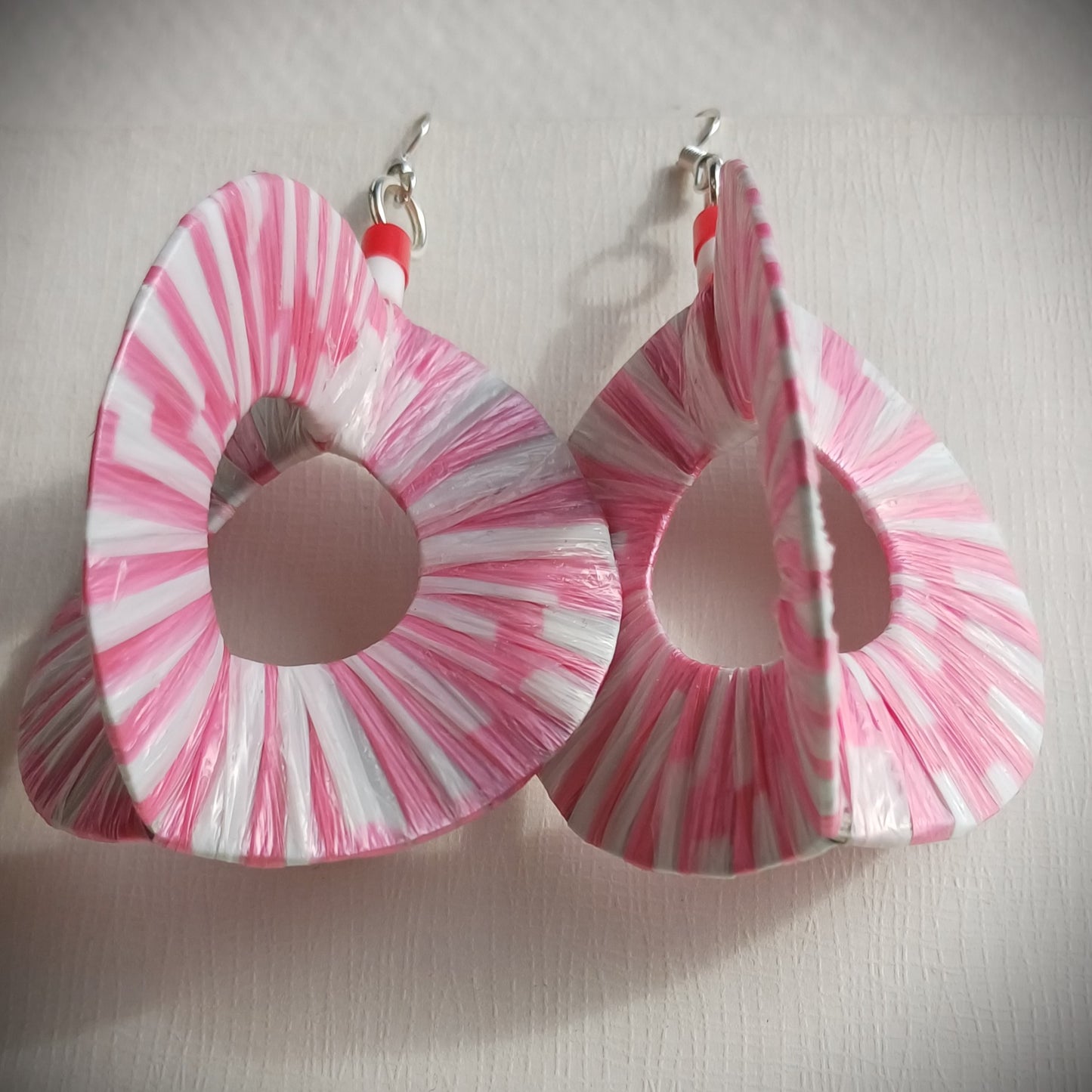 3D Pink Pepermint Earrings PungaGlow Eco Upcycled Jewelry