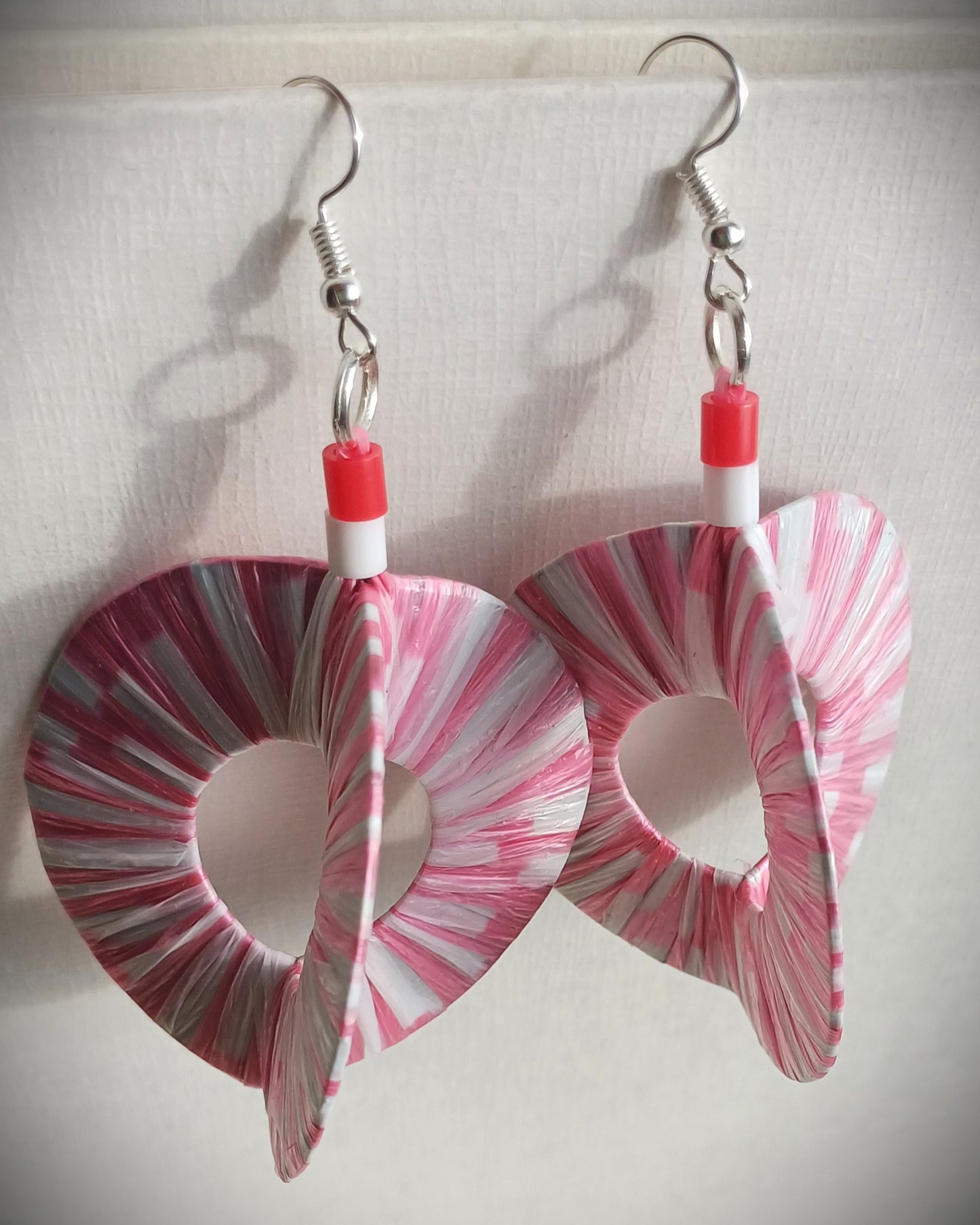 3D Pink Pepermint Earrings PungaGlow Eco Upcycled Jewelry