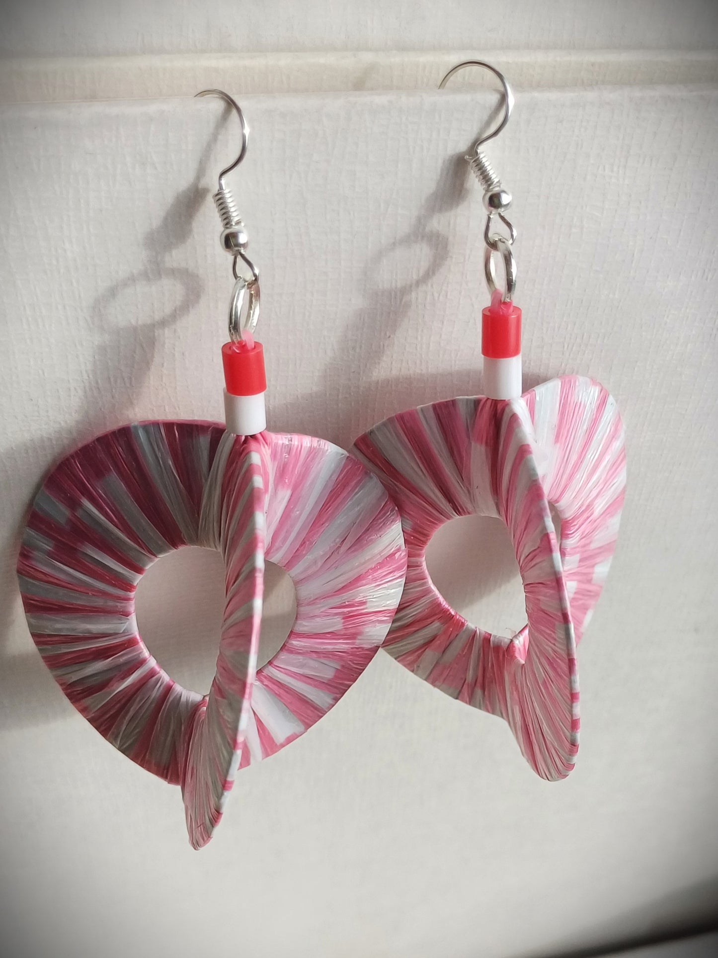 3D Pink Pepermint Earrings PungaGlow Eco Upcycled Jewelry