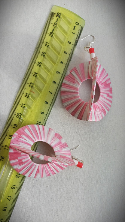 3D Pink Pepermint Earrings PungaGlow Eco Upcycled Jewelry