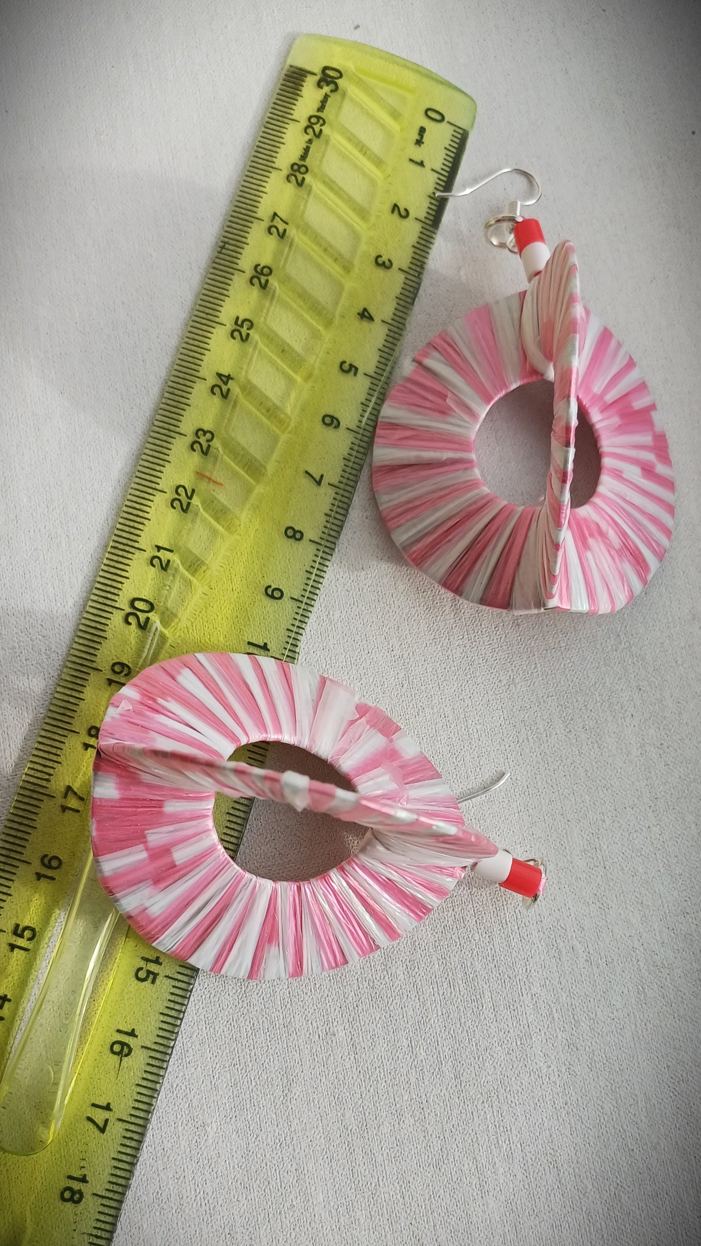 3D Pink Pepermint Earrings PungaGlow Eco Upcycled Jewelry