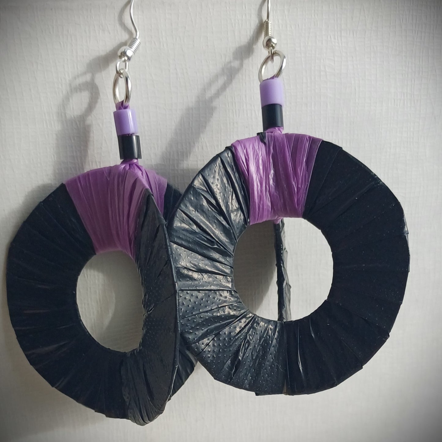 3D Black Earrings PungaGlow Eco Upcycled Jewelry