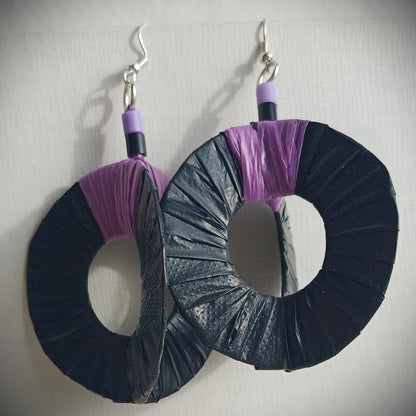 3D Black Earrings PungaGlow Eco Upcycled Jewelry