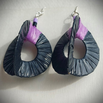 3D Black Earrings PungaGlow Eco Upcycled Jewelry