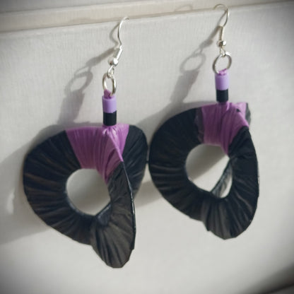 3D Black Earrings PungaGlow Eco Upcycled Jewelry