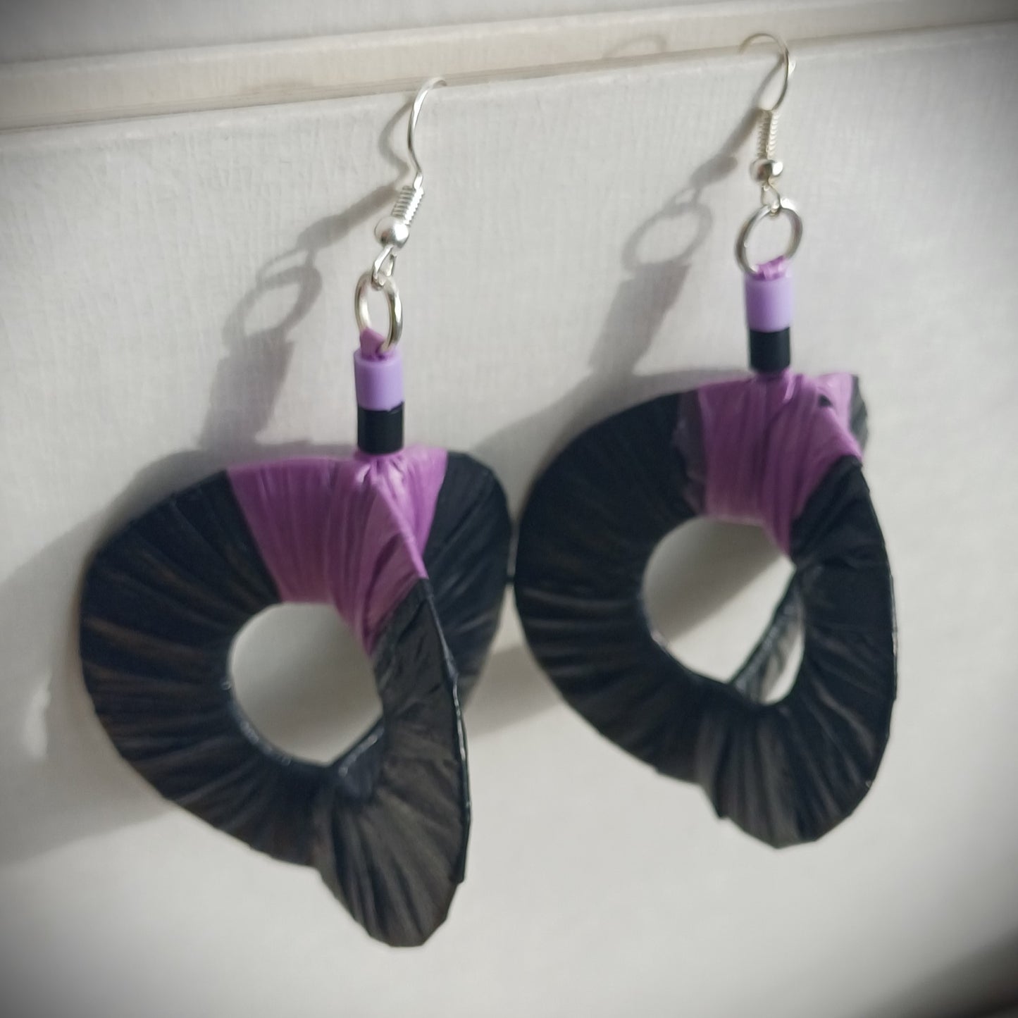 3D Black Earrings PungaGlow Eco Upcycled Jewelry