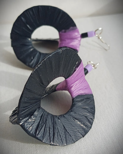 3D Black Earrings PungaGlow Eco Upcycled Jewelry