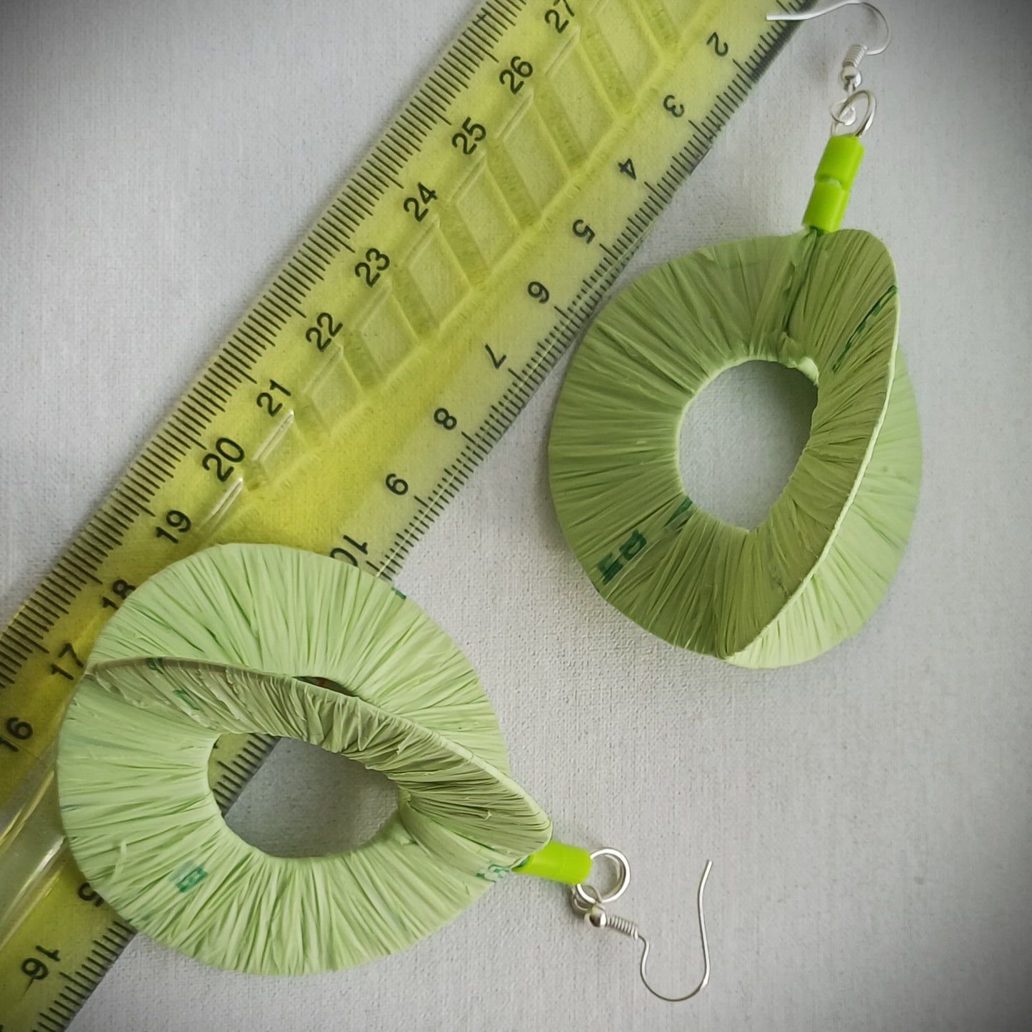 3D Lime Green Hoops PungaGlow Eco Earrings Upcycled Jewelry