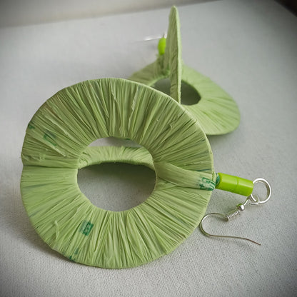 3D Lime Green Hoops PungaGlow Eco Earrings Upcycled Jewelry