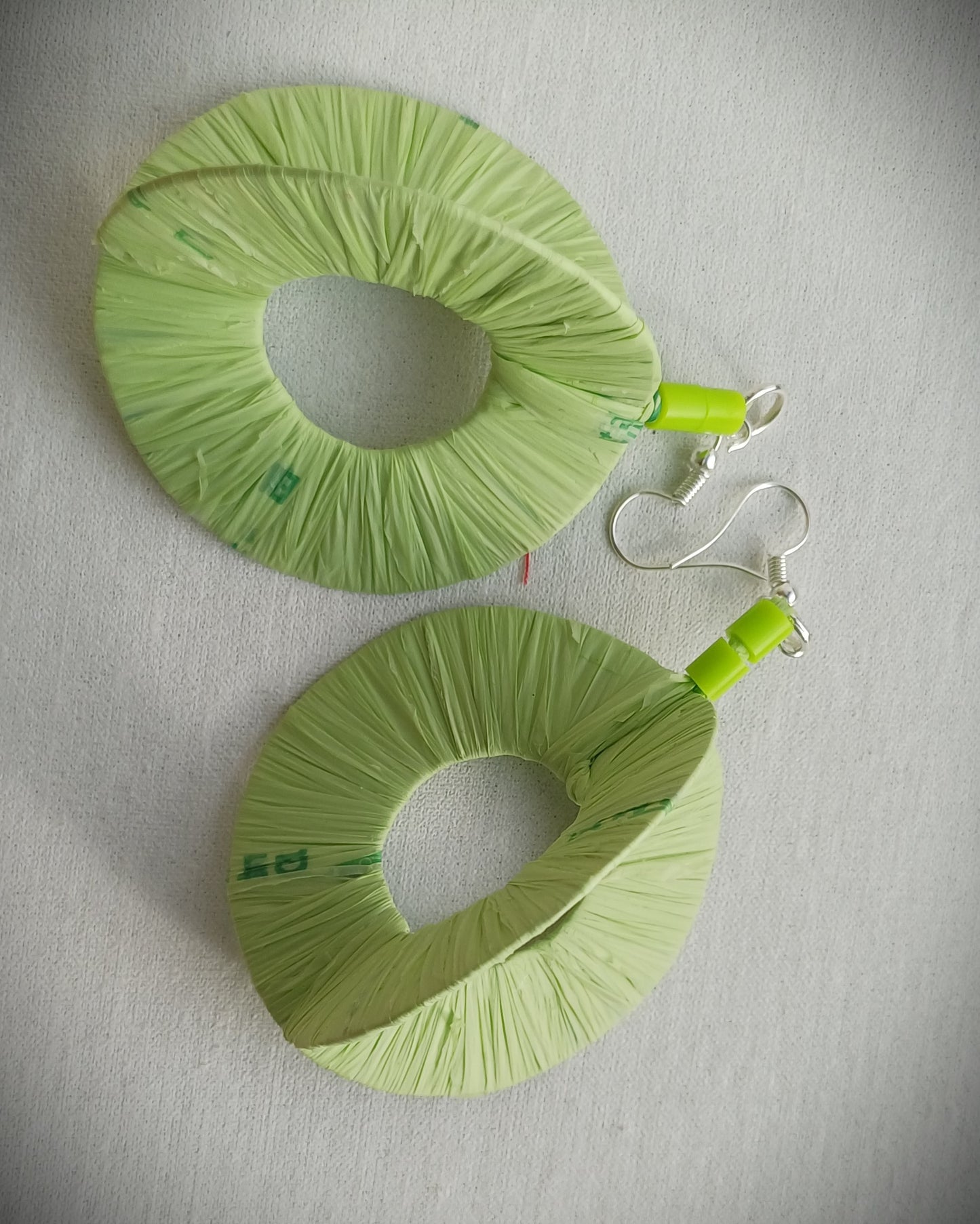 3D Lime Green Hoops PungaGlow Eco Earrings Upcycled Jewelry