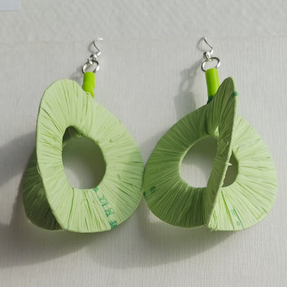 3D Lime Green Hoops PungaGlow Eco Earrings Upcycled Jewelry