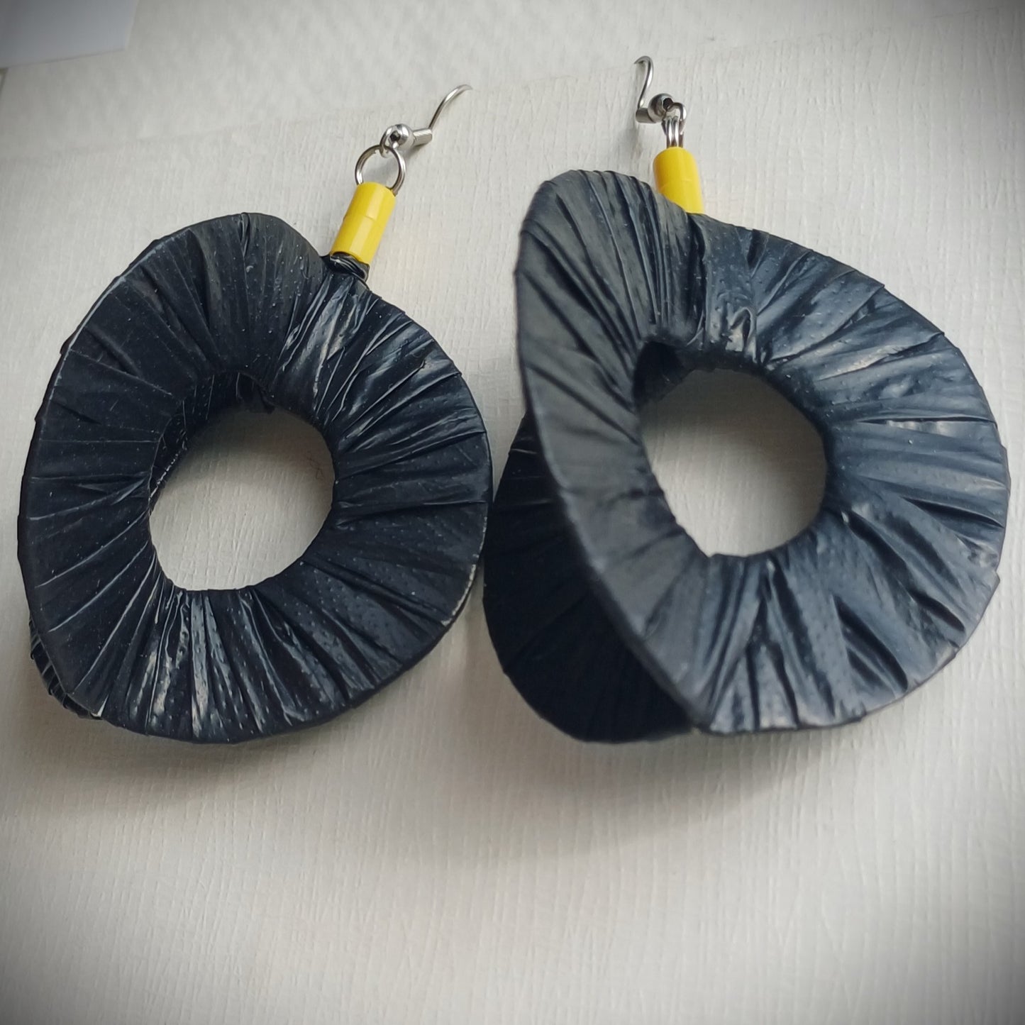 3D Black Earrings PungaGlow Eco Upcycled Jewelry