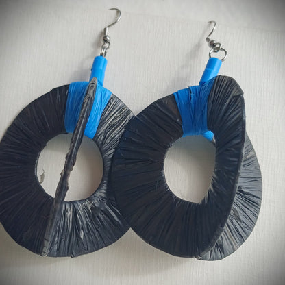 3D Black Earrings PungaGlow Eco Upcycled Jewelry