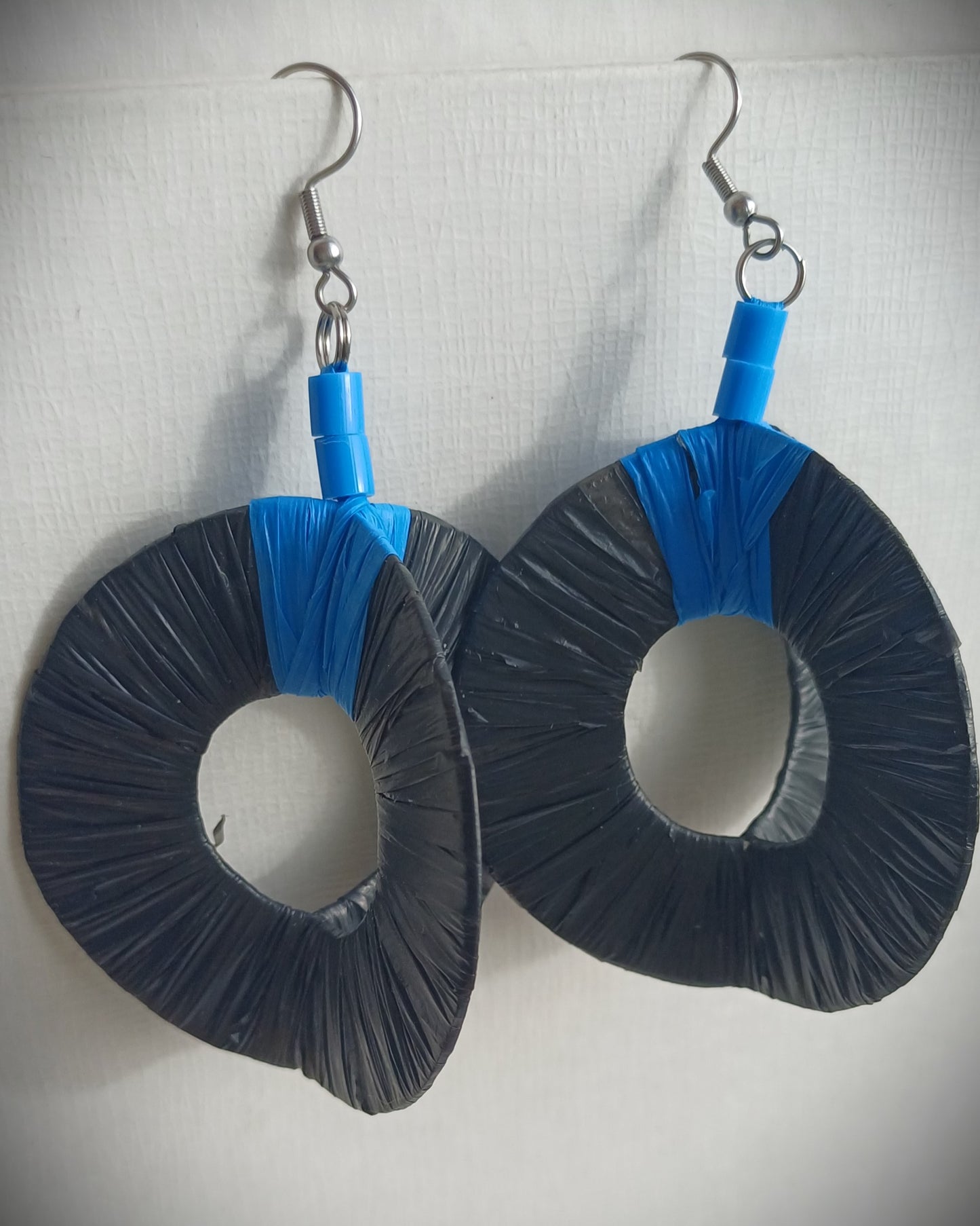 3D Black Earrings PungaGlow Eco Upcycled Jewelry