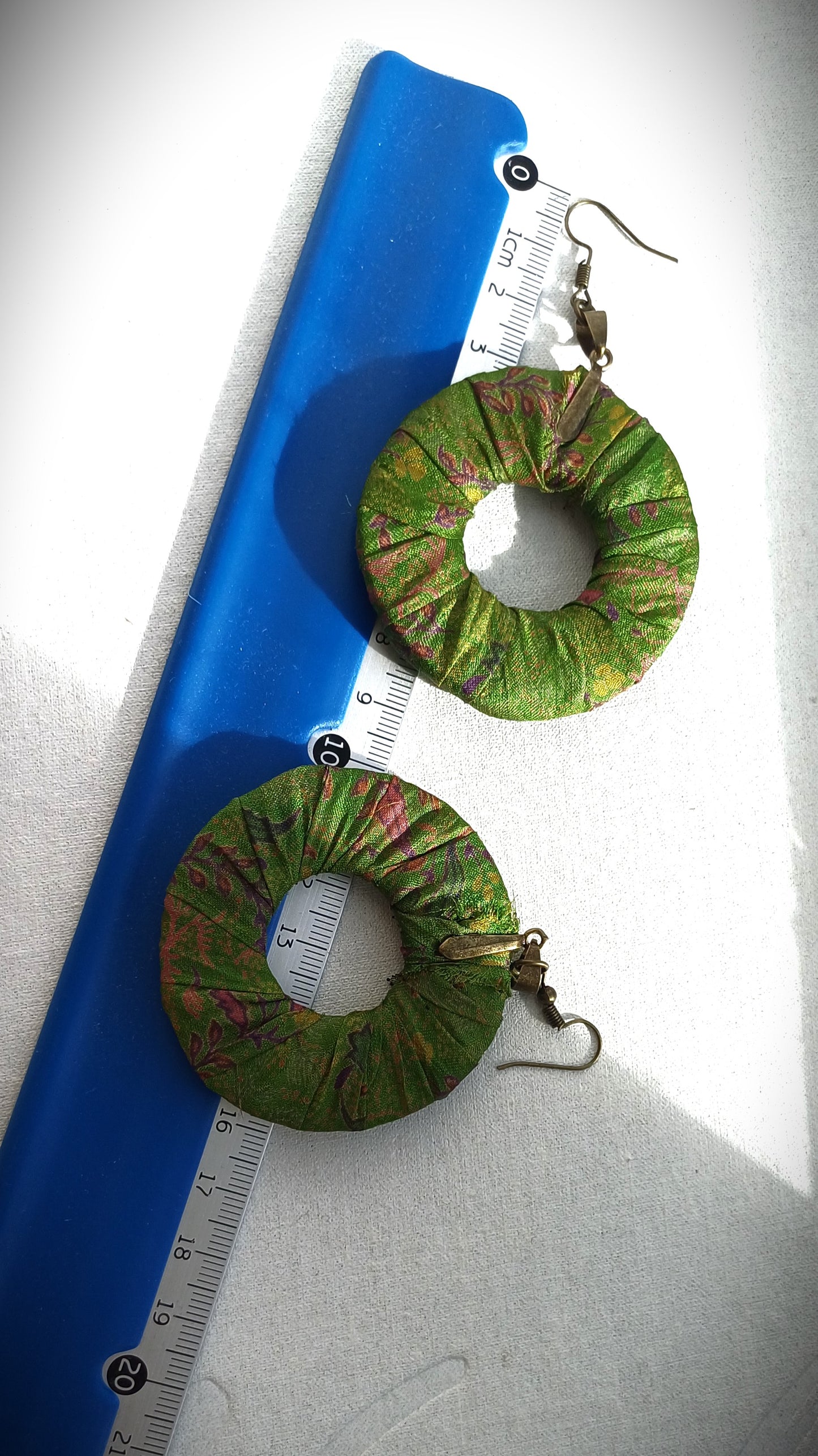 Silky Green ReviveWeave Hoops - Ecofriendly Earrings Upcycled Jewelry