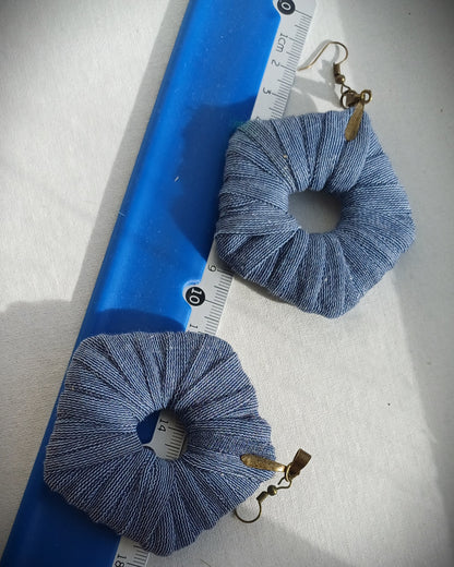 Blue ReviveWeave PentaHoops - Ecofriendly Earrings Upcycled Jewelry (Copy)