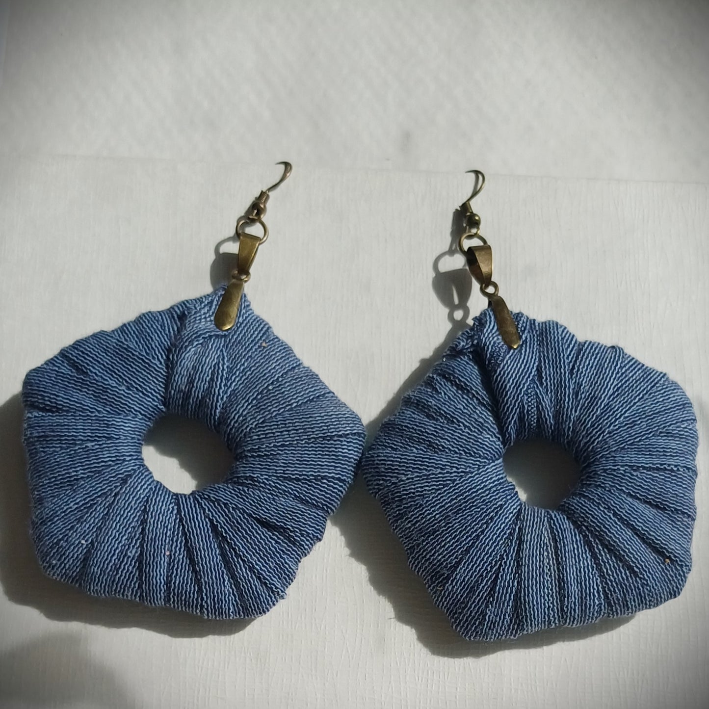 Blue ReviveWeave PentaHoops - Ecofriendly Earrings Upcycled Jewelry (Copy)