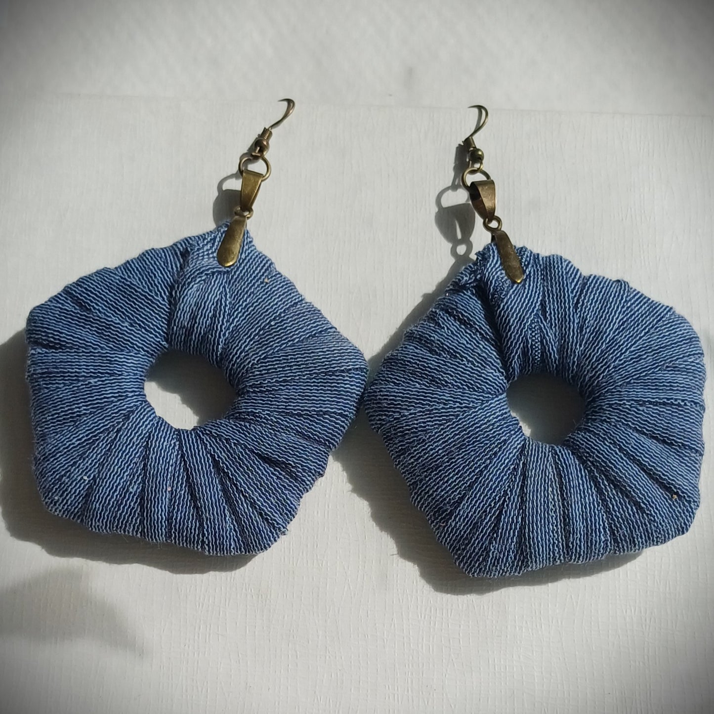 Blue ReviveWeave PentaHoops - Ecofriendly Earrings Upcycled Jewelry (Copy)